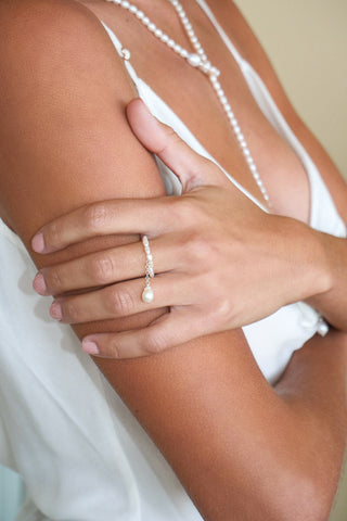 Ava Pearl Beaded Tassel Ring