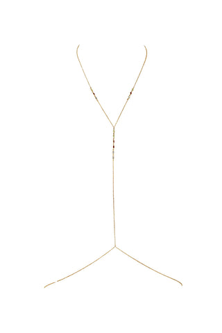 NAiiA Bayley Body Chain | 14K Yellow Gold Rainbow CZ Body Chain