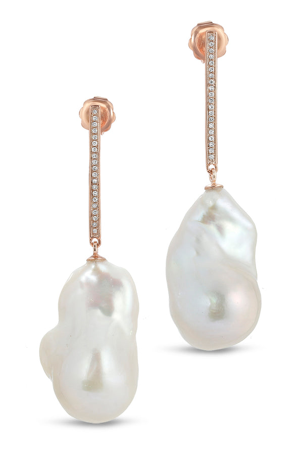 Michelle Baroque Pearl and Diamond Earrings