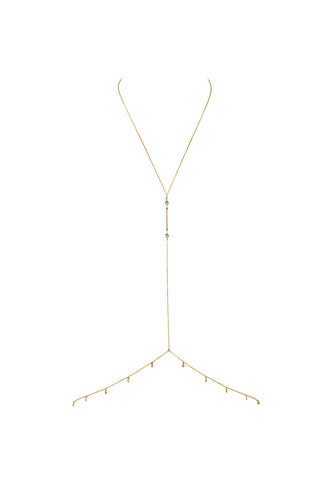 NAiiA Alexa Body Chain | 14K Yellow Gold CZ Shaker Body Chain