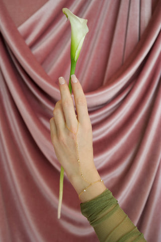 Ariella Gold and CZ Hand Chain on model 