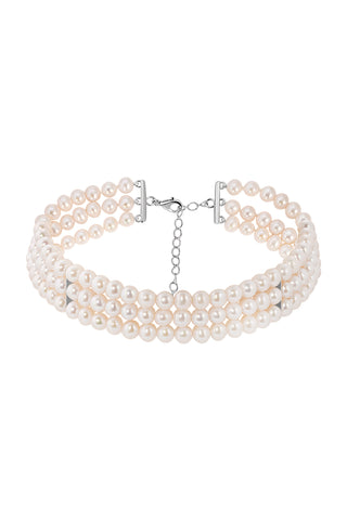 NAiiA Audrey Choker | 925 Sterling Silver Triple-Strand Pearl Choker