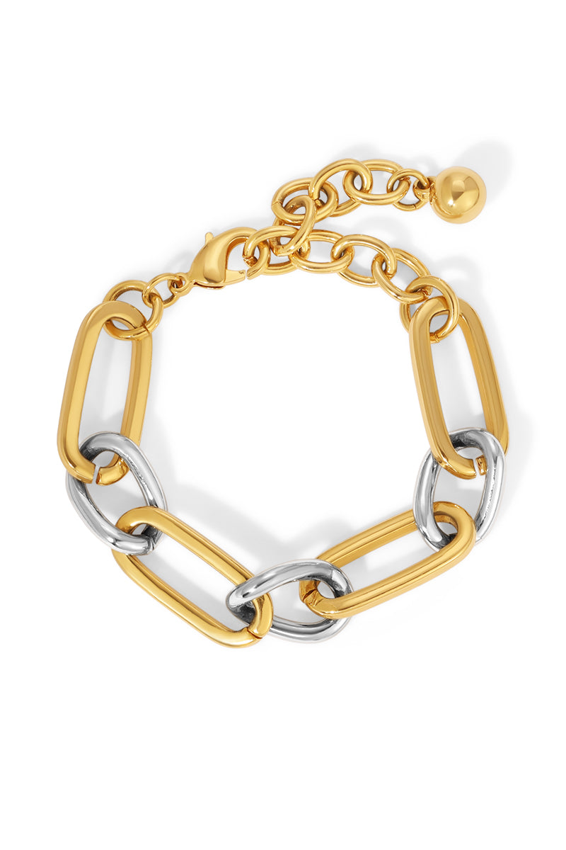 NAiiA Ciara Bracelet | 14K Yellow Gold and Rhodium Mixed Metal Link Chain Bracelet product photo