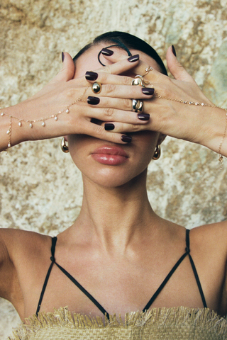 NAiiA Daniela Hand Chain | 14K Yellow Gold CZ Hand Chain model photo