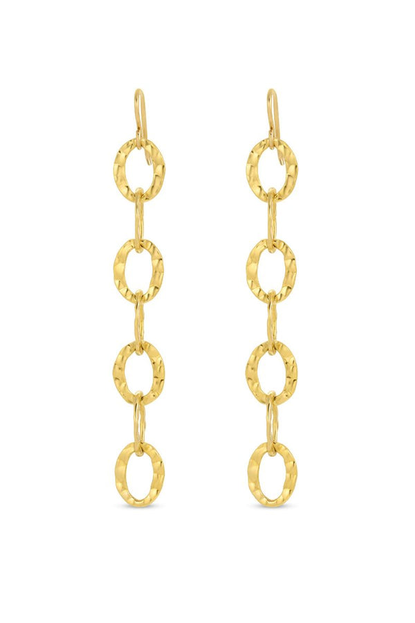 NAiiA Emilia Earrings | 14K Yellow Gold Hammered Chain Earrings
