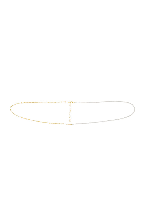 NAiiA Emily Belly Chain | 14K Yellow Gold Pearl and Chain Belly Chain