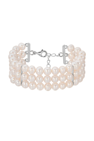 NAiiA Hepburn Bracelet | 925 Sterling Silver Triple-Strand Pearl Bracelet