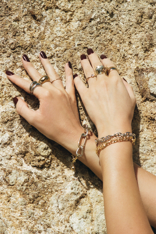 NAiiA Isla Bracelet _ 14K Yellow Gold and rhodium on model