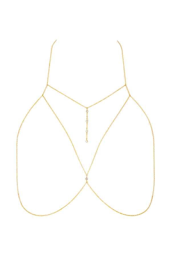 NAiiA Ivy Bra Chain | 14K Yellow Gold CZ Bra Chain