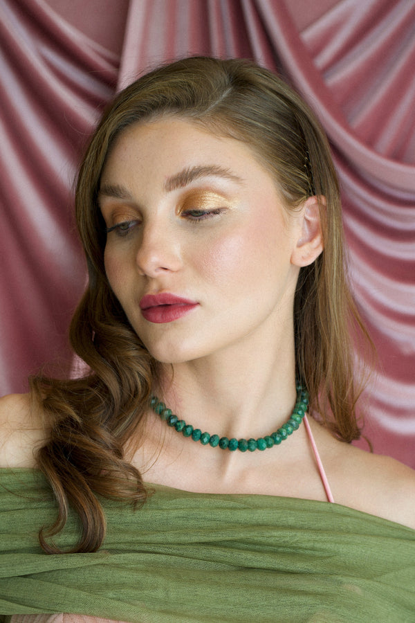 Jade  Beaded Necklace on model