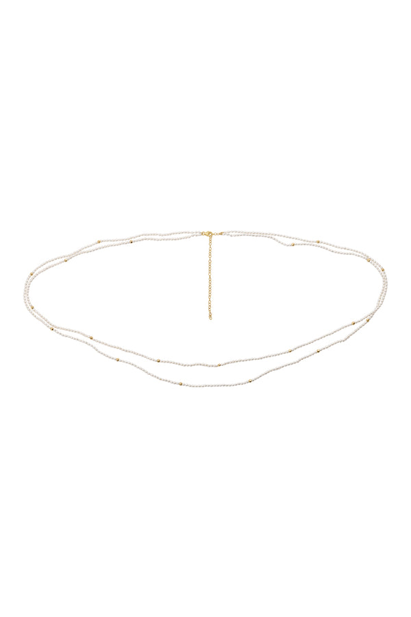 NAiiA Jayne Belly Chain | 14K Yellow Gold Double Pearl Belly Chain