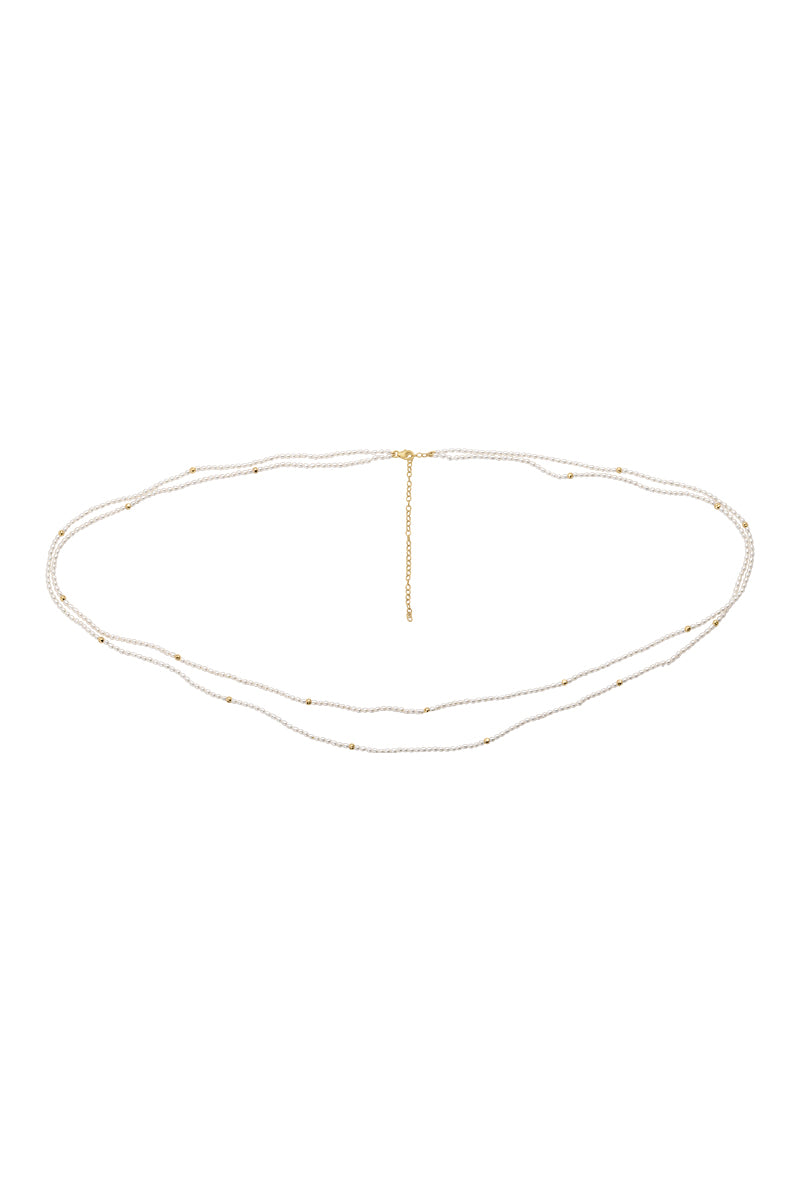 NAiiA Jayne Belly Chain | 14K Yellow Gold Double Pearl Belly Chain