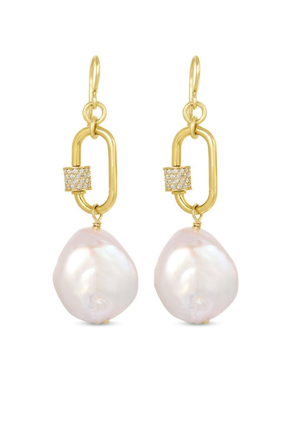 NAiiA Cara Earrings | 14K Yellow Gold and Baroque Pearl Earrings