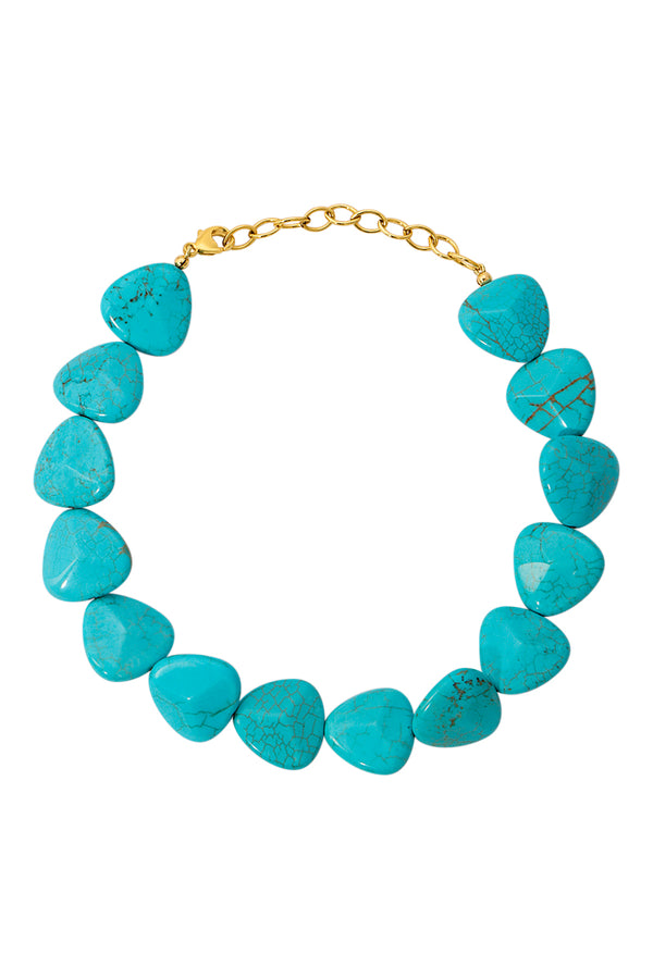 NAiiA Joan Necklace |  14K Yellow Gold Chunky Turquoise Necklace