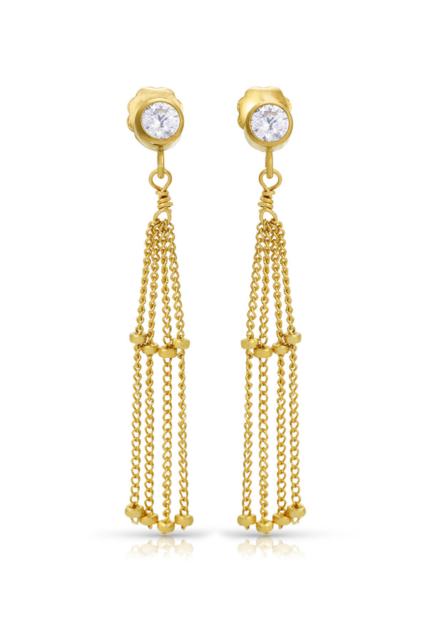 NAiiA Lauren Earrings | 14K Yellow Gold CZ Earrings