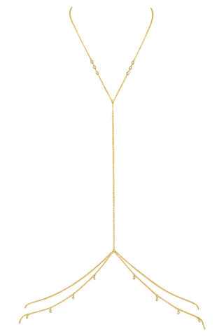 NAiiA Leigh Body Chain | 14K Yellow Gold Double CZ Shaker Belly Chain
