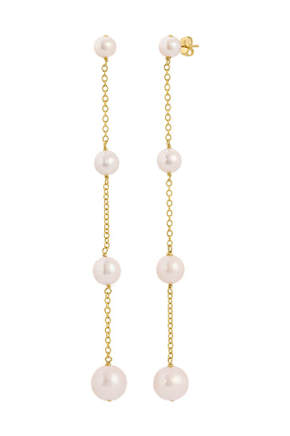 NAiiA Monroe Earrings |  14K Yellow Gold Floating Pearl Drop Earrings