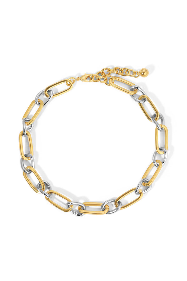 NAiiA Naomi Necklace _ 14K Yellow Gold and Rhodium Mixed Metal Link Chain Necklace product photo