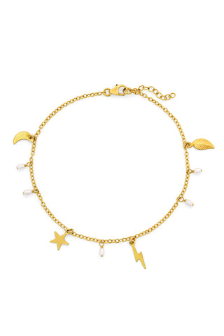 NAiiA Peony Anklet | 14K Yellow Gold Charm Anklet
