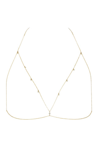 NAiiA Poppy Bra Chain | 14K Yellow Gold CZ Shaker Bra Chain