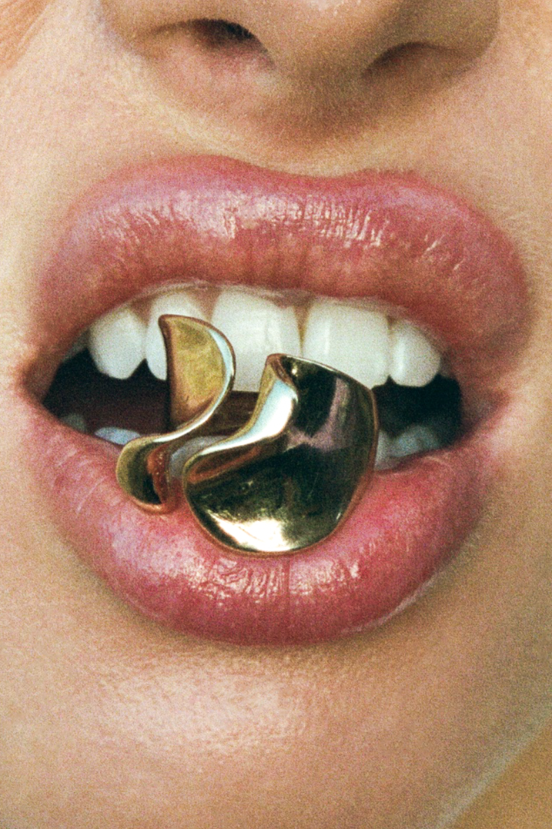 NAiiA Ryder Ring | 14K Yellow Gold Asymmetrical Ring on model