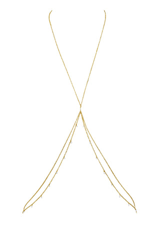 NAiiA Sasha Body Chain | 14K Yellow Gold Pearl Shaker Body Chain