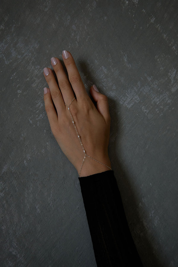 NAiiA Sophia Hand Chain in Silver On Model