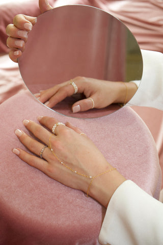 Sophia Pearl Hand Chain On Model