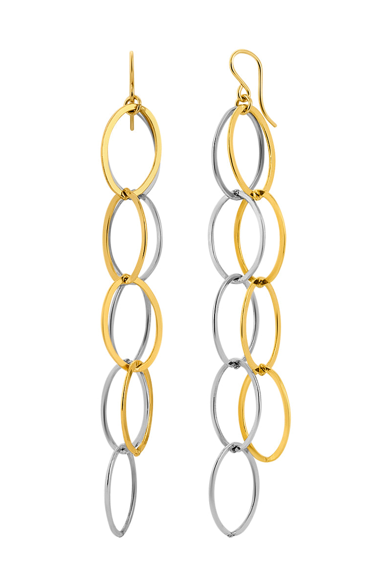 NAiiA Taylor Earrings |  14K Yellow Gold and 925 Sterling Silver Mixed Metal Drop Earrings