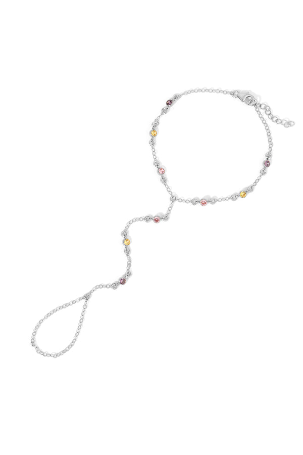 NAiiA Tessa Rainbow Hand Chain in silver  product image