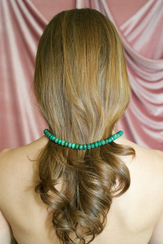 Jade Gemstone Beaded Necklace on model from back