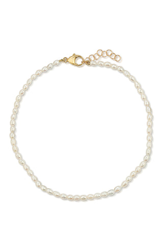NAiiA Mini Olivia Anklet | 14K Yellow Gold Freshwater Pearl Anklet