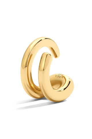 Gold double ear cuff on a white background