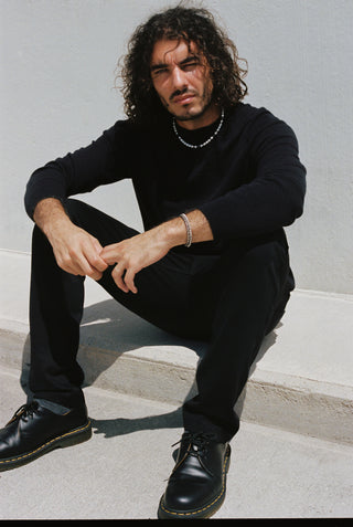 Brooklyn Pearl and Sterling Silver Necklace on model