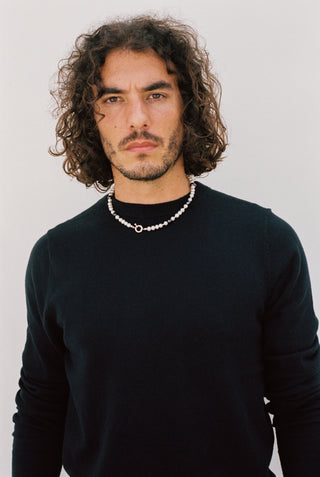 Brooklyn Pearl and Sterling Silver Necklace on model