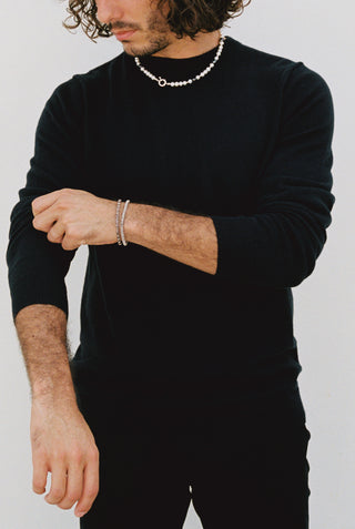 Brooklyn Pearl and Sterling Silver Necklace on model