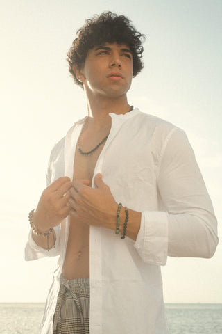 NAiiA Jade and black lava gemstone bracelet and necklace