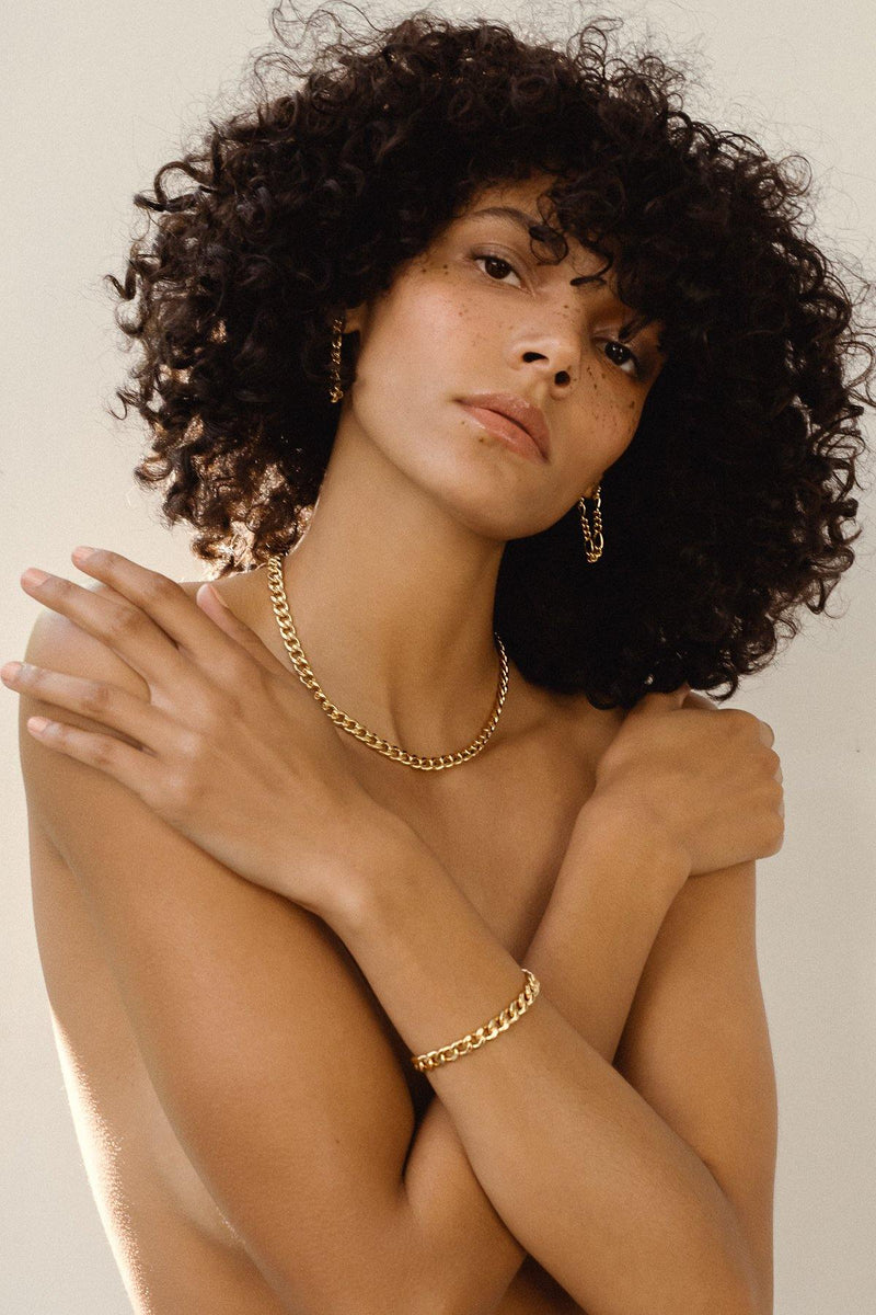 Natalie - NAiiA - 14K gold-filled cuban link bracelet on model