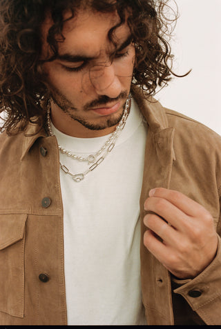 Melbourne Sterling Silver Paperclip Chain Necklace on model