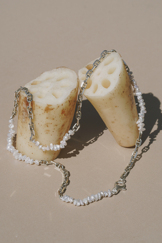 NAiiA Sterling Silver Ace Pearl Necklace Men's 