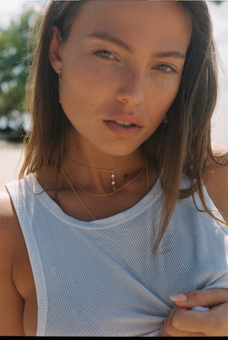 14k gold-filled gold cz choker on model