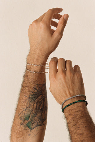 NAiiA Seoul Paperclip Sterling Silver Chain Bracelet on model