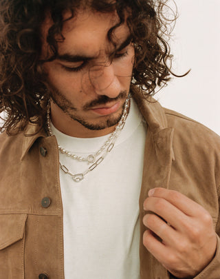 venice Pearl and Sterling Silver Necklace on model